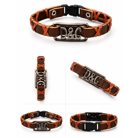 D&G branded leather dog collar on a white background
