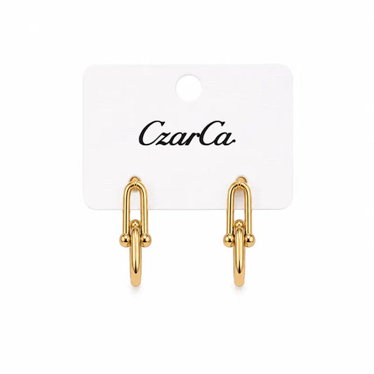 Gold-tone minimal double-loop earrings with elegant modern design for women by Czarca.